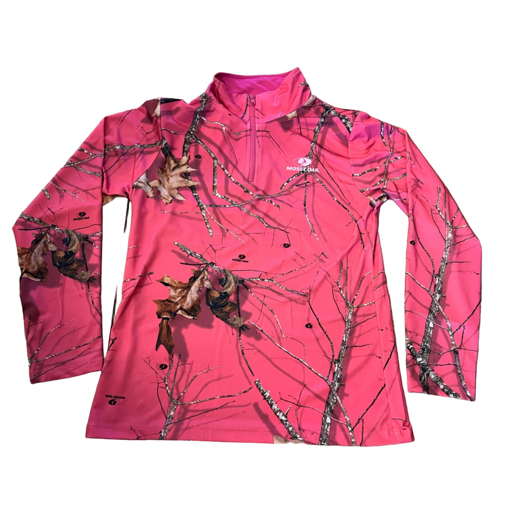 Mossy Oak Pink Break-Up Camo 1/4-Zip Performance Pullover - Size M